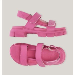 Ganni Recycled Rubber Velcro Sandals Pink
